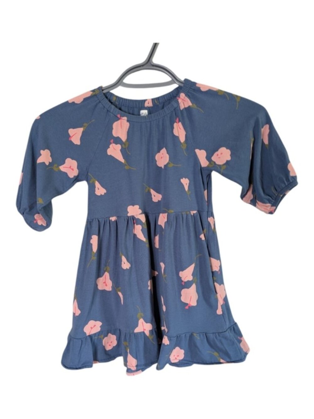 Tea Collection Floral Ruffle Dress "Flora De Inca" Blue/Pink Size 3